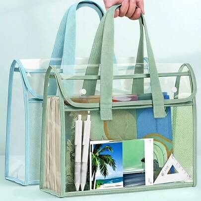 Thickened Transparent File Folder | Office & School Exam Organizer | Document Pouch | Student Backpack | Holiday Gift For Christmas/Thanksgiving/Back-To-School Season | Large Capacity Portable,Back To School Supplies,School Tops,Home And Living New In,Gifts,Household Items,Bathroom Accessories,School Supplies,Back To School,Office Supplies,Outdoor Supplies,Organization And Storage,Storage Supplies,Summer Outfits,Valentine'S Day,Valentines.