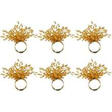DII Napkin Rings for Dinners, Parties, Holidays, Everyday, for Dinners, Parties, Holidays, Everyday, Set of 6, Pumpkin(Starburst con abalorio de oro) - Multicolor - Ver 1