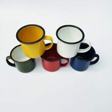 6CM Thickened Colorful Enamel Cup Iron Cup Hot Pot Cup Nostalgic Retro Enamel Jar With Printed LOGO - 白色 - 查看 4