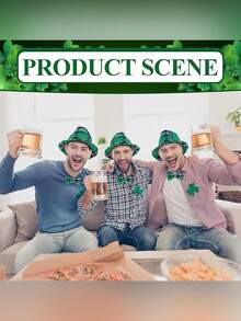 Forever & Moment 圣帕特里克节男女通用两件套服装配饰，亮片/布料软呢帽，预系领结 - 适用于爱尔兰节服装、主题派对、角色扮演、音乐会、化妆派对、舞蹈表演 - 彩色 - 查看 6