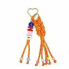 1个定制彩色信件袋挂饰编织彩色流苏绳心形钥匙扣姓名牌情人节礼物Y2K可爱 - 彩色 - 查看 25