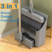 3-In-1 Broom & Dustpan Set – Folding Floor Broom With Dustpan & Brush - Three-piece Mop Set - View 2