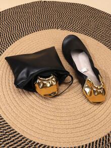 Women's Lightweight, Barefoot-Feel Casual Soft & Versatile Classic Ballet Flats, Foldable Slip-On Ballerina Shoes, Women's Indoor Slippers - Black - View 6