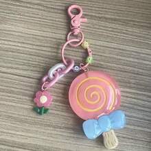 A Single Cute Resin Lollipop Keychain With A Rotating Handle And Colorful Accessories - A Soft Pink Blue Decorative Key Chain, Suitable For Bags, Cars, Valentine's Day And Halloween Gifts - 黃色 - 查看 8