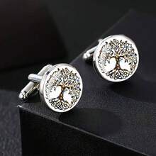 Tree Of Life Glass & Alloy Cufflinks, Gift For Men - StyleB - View 4