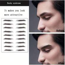 9 Pairs 6D Eyebrows Tattoo, Hair-Like Authentic Eyebrows, Eyebrows Tattoo Peel Off, Long Lasting Waterproof Natural False Eyebrows Makeup Sticker For Eyebrow Grooming Shaping, Popular 6D Imitation Eyebrows Transfer Stickers For And Men And Women - Multicolor - View 10