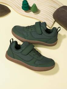 1 Pair Kids' Sports Shoes, Wide Toe, Comfortable, Soft, Durable Anti-Slip Outsole, Breathable Lining, Shock-Absorbing Rebound, Color Blocking, Suitable For Daily, Outdoor, School, Sports, Street Wear, All Seasons - Army Green - View 5