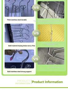 5/8pcs Stainless Steel Shoe Rack, Metal Wall-Mounted Shoe Storage Organizer, Space-Saving Clothes Drying Rack, Multi-Function Wardrobe Balcony Shoe Drying Rack - Multicolor - View 6