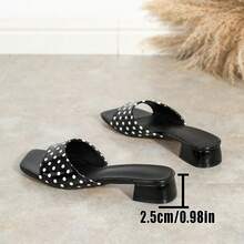 Dép lê quai kim loại thời trang nữ, màu đỏ tía, gót thấp, thoải mái, đa năng, chống trơn trượt, kiểu La Mã. - màu đen - Xem 9