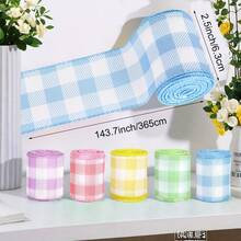 5/6 cuộn ruy băng kẻ caro mùa xuân, ruy băng kẻ caro màu pastel, thích hợp cho mùa xuân, lễ Phục sinh, gói quà sinh nhật, vòng hoa, làm nơ, đóng gói quà tặng. - Nhiều màu - Xem 4