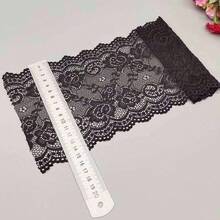 Soft Elastic Lace Accessories Black And White Elastic Handmade Fabric Lace Edge Skirt Clothing Material Lace - 15公分寬*黑色*1米 - 查看 3