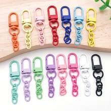 5/10/20/30件彩色喷漆钥匙扣套装，包含金属门钩和四节钥匙尾链。适用于手工DIY工艺套装、吊坠制作以及钥匙圈、钥匙链、弹簧扣和挂钩等配件。 - 鑰匙扣 - 查看 9