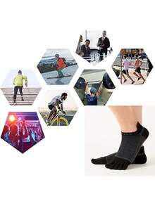 1/2/4 Pairs Men's Moisture Wicking Odor Resistant Thick Crew Five Toe Socks, Suitable For Spring, Autumn, Winter, Sports, Couples - Multicolor - View 4