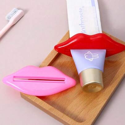 2pcs/4pcs Cartoon Lips Slouchy Toothpaste Squeezer, Creative Portable Toothpaste Holder Home Bathroom Decor Fall Decor Back To School