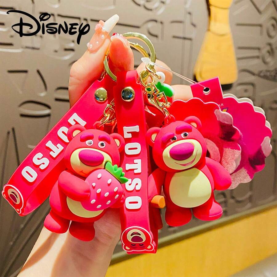 Disney 1pc  Cute New Strawberry Bear Keychain, Key Chain, Car Bag Pendant, Couple Accessory, Creative Cartoon Delicate Gift - Multicolor - View 1