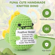 1件正能量恐龙动物礼物 - 可爱的纯手工恐龙礼物，可缓解焦虑，鼓励和促进心理健康，适合青少年、朋友和啦啦队员 - 彩色 - 查看 2