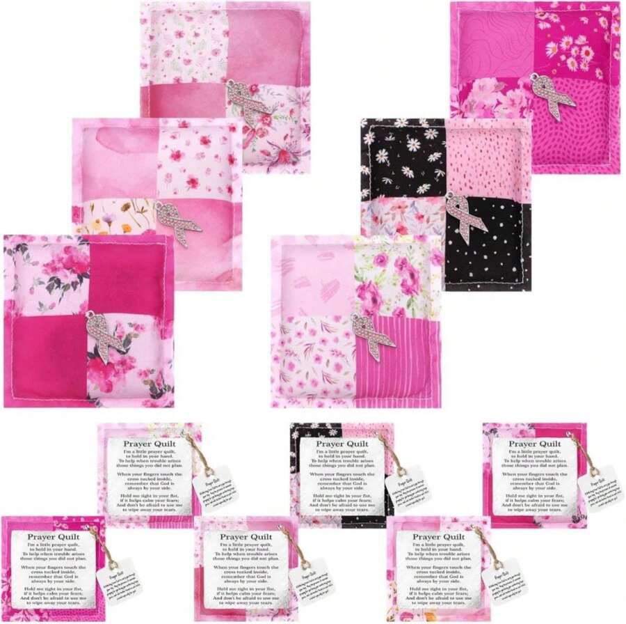FuWeave 24 Pack Prayer Quilt Gifts Inspirational Christian Prayer Quilt With Cross Inside Mini Sympathy Healing Cloth Square For Cancer Patients Women Holiday Easter Egg Stuffers Scripture (Biblical) - ColorH - 查看 1