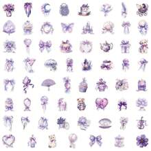 62pcs Purple Transparent PET Stickers Aesthetics Stickers For Water Bottles, Diaries, Laptops, Luggage, Bumpers, Cell Phones, Scrapbooks, Scooters, Helmets, Car Cartoon Stickers And Decals, Stickers Can Add A Lot Of Fun To Your Life - Mauve Purple - View 6