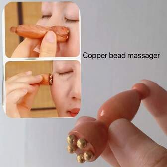 2pcs Brass Face Massage Tool, Pure Brass Eyebrow & Face Acupressure Massager, Battery-Free, Manual Use