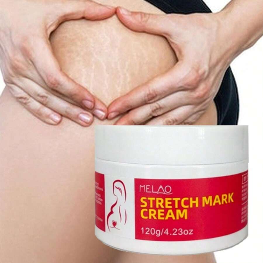MELAO 妊娠纹霜，120克，孕期及产后腹部、臀部、大腿保湿霜，抗妊娠纹，紧致保湿，蕴含天然植物油，120克/4.23盎司