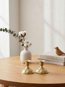 Bộ 1 chân nến kim loại sắt, dùng trang trí sân vườn ngoài trời, bàn làm việc văn phòng, giá đỡ nến thơm, bữa tối lãng mạn dưới ánh nến, tạo không gian ấm cúng trong nhà, phù hợp cho đám cưới, họp mặt gia đình, tiệc tùng, tỏ tình, trang trí bàn ăn, trang trí nhà cửa. - Vàng - Xem 14