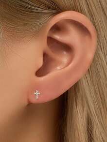 Women Fine Stud Earrings - Cross Earrings - View 6