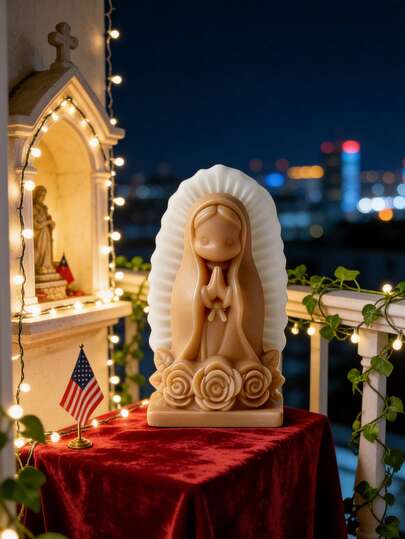 1 pieza Molde de silicona de niña rezando | Base en forma de rosa con forma de Virgen María | Moldeado integrado de alta elasticidad resistente al calor | Manualidades DIY para hacer velas/yeso/juguetes antiestrés | Decoración espiritual, regalo de sanación, accesorio de fotografía