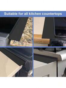 1 Piece Stove Side Protector, Silicone Stove Gap Cover, 21inch Length And Width Oven Stove Gap Cover, Stove Side Protector Filling Strip, Between Oven And Countertop, Dishwasher, Dryer, Easy-To-Clean Heat-Resistant Gap Protector, Black - 黑色 - 查看 3