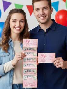 一套红色信封，粉色现金礼品袋，男女皆宜的生日礼物创意，派对小礼物，包含可折叠卡片和信封，趣味现金礼品展示，生日装饰，生日礼物，派对小礼物，节日礼物，周年纪念礼物 - 彩色 - 查看 5