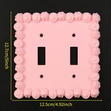 1pc Pink Cream Lace Socket Decor For Sweethearts, Sweet Girl Style Wall Control Panel, Bedroom Wall Lamp Control Panel Decor With Screws, No Power Required