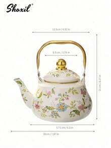 shoxil 1pc Minimalist Floral Enamel Kettle, Teapot, Coffee Pot, Stovetop Enamel Kettle For Kitchen, Handmade Teapot, Household Tea Enamel Kettle, Desktop Decor Enamel Kettle - Pot - View 12