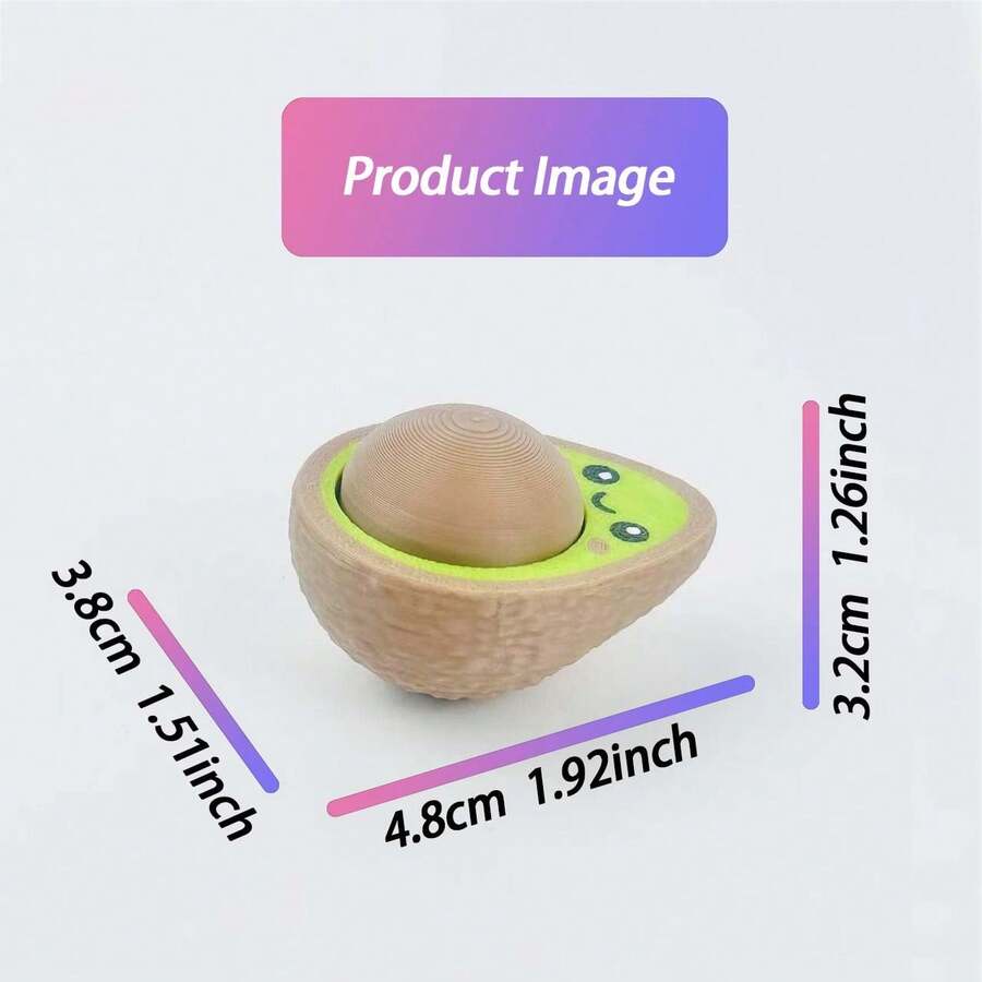 3D Printed Avocado Squeeze Toy, Cute Fruit Stress Relief Desk Decor, Pressing Toy - Multicolor - View 1