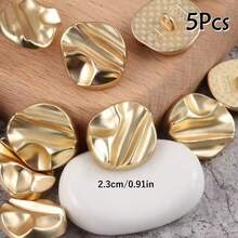 5pcs 1.8cm/2.3cm Asymmetrical Geometric Gold Metal Buttons, Matte Silver Curved Buttons For Blazer, Denim, Overcoat - Multicolor - View 15