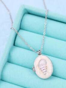 1件复古优雅浪漫不对称可开启银色吊坠项链，适合日常、通勤、节日、派对等场合，是送给女性的理想礼物。 - 彩色 - 查看 6