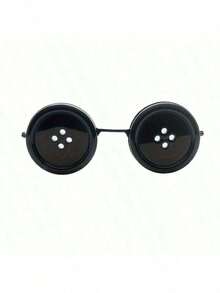 Coralin Buttonhole Glasses - Tim Inspired Iconic Eye Design With Expressive White Lenses And Black Frame - Comfortable Role, Halloween, Theme Party Costume Accessories - Officially Inspired Coralin Movie Glasses Q6GJ - Black - View 4