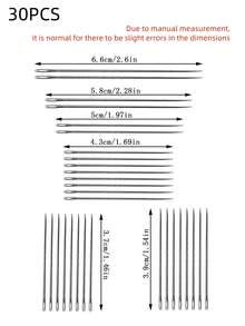 1 Set Of 30pcs Self-Threaded Needles, Assorted Sizes, Eyeless, Suitable For Elderly, Handcraft Sewing, Quilting, Garment And Cross-Stitch, Compact And Elegant Needle Storage Box