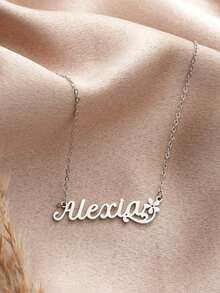 1PC Custom Personalized Simple DIY Name Necklace Stainless Steel Jewelry, Personalized Minimalist Style, Suitable For Gifts For Friends,Gold,Stylish,Vintage,Unisex,Hipster,Simple,Casual,Custom,Personalized,Unique,Ideal Gifts For Him,Ideal Gifts For Her,Her,Boyfriend,Girlfriend,Dad,Mom,Family,Friends,For Anniversaries,For Birthdays,For Graduation,For Prom,For Party,Gold Jewelry,New Year Glamour