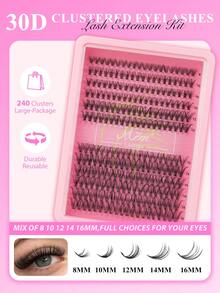 240片假睫毛簇 DIY睫毛嫁接 仿貂毛假睫毛 - 高级D型卷翘自然浓密单片假睫毛簇，适合DIY睫毛嫁接 - 可重复使用，轻盈易戴 假睫毛簇，睫毛簇，单片假睫毛，睫毛，假睫毛 - 黑色 - 查看 8