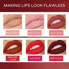 Juego de delineadores de labios mate de 6 colores: acabado mate natural, duradero y a prueba de manchas. - Multicolor - Ver 5
