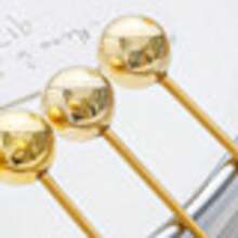 2pcs/Set Gold/Silver Beaded Decorative Ball Spoon, Coffee Spoon, Cake & Snack Spoon - Gold - View 9