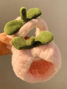 4pcs/Set Cute Pink Peach Plush Headband, Facial Mask Headband, Non-Slip Hair Accessories Women Hair Band Spa Facial Washing Head Scarf Bath Makeup Sweatband - Pink - View 6