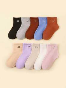 10双装儿童简约笑脸短袜，四季皆宜 - 彩色 - 查看 6