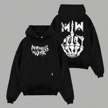 Retro Motionless In WhiteMusic Graphic Tee, Vintage Band Shirts Casual Comfort Cotton Fabric Fit Top , Men's And Women's Clothing  Machine Washable Fall/Winter Fashion,Original Unisex HoodieMen's Unlined High Contrast Print Lightweight PulloverGraphic Mens Soft Cotton, Crew Neck, Easy Fit, Comfortable, Unique Print, New Arrival, Double-Sided PrintedGraphic PrintedNon-Fleece Hoodie Everyday Sweatshirt - 黑色 - 查看 6