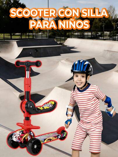 Scooter Infantil Patín 3 Ruedas Con Asiento Plegable Entretenimiento Al Aire Libre-Resistente y Duradero-Envío local