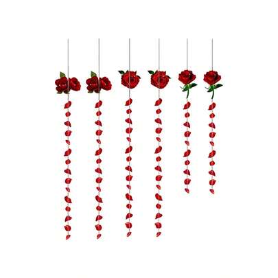 6 Pcs Valentines Rose Banner Garland Creative Paper Flower Hanging Streamer Decorations For Anniversary Wedding Party