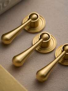 5pcs Rectangular Pendant Single Hole Drawer Pulls, Suitable For Wardrobe, Cabinet, Drawer, Vanity, Cabinet Door, Furniture, Kitchen Cabinet, Children's Cabinet, Copper Material, Screws Included - Gold - View 5