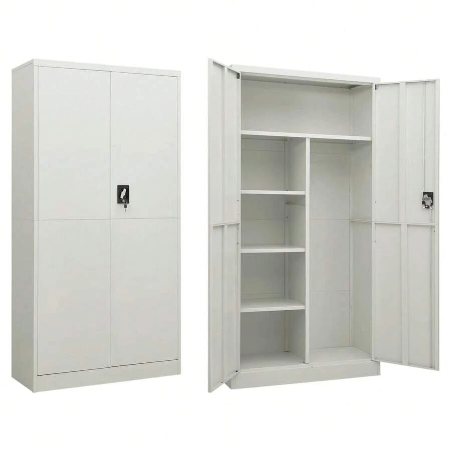 vidaXL Armário de casier cinza claro 90x40x180 cm preto - Cinza - Ver 1