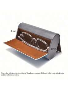 Stylish Two-Layer Glasses Case - Sturdy Synthetic Material, Conveniently Stores Two Pairs Of Glasses, Scratch-Resistant Optional, Available In Blue Or Orange - 隨機 - 查看 2