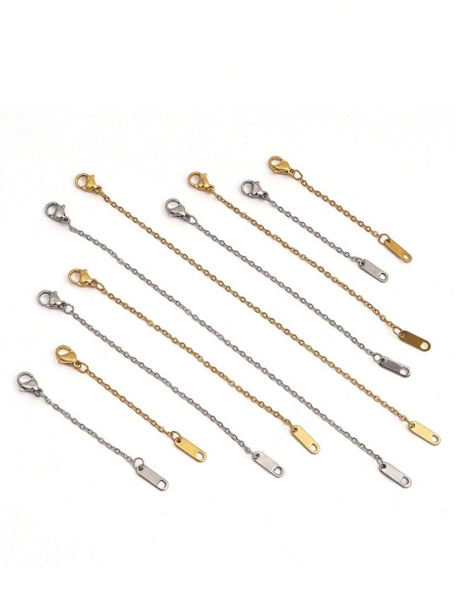 3/6/12 Pieces Of Stainless Steel Extension Chains With Lobster Clasp Connecting Chains, Suitable For DIY Jewelry Making Accessories For Bracelets And Necklaces. - Extended Chain - View 1