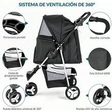 Carriola para Perro, Carriola para Mascotas con Cesta de Almacenamiento y Portavasos, Carriola para Gatos con Función de Freno, Carriola para Perritos, Gato y Conejo (Negro) & mascotas | perros | gatos. - por defecto - Ver 4